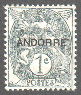 Andorra (Fr) Scott 1 Mint - Click Image to Close